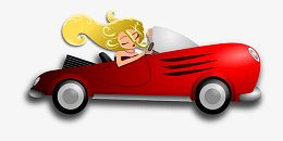 美女开红色跑车