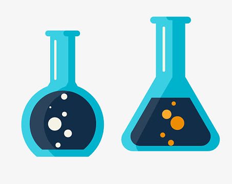 矢量彩色实验试剂瓶子两个