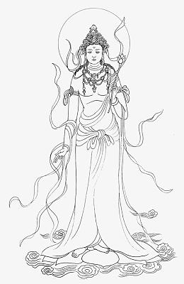 高贵的观世音菩萨线稿