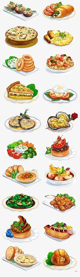 手绘多样美食