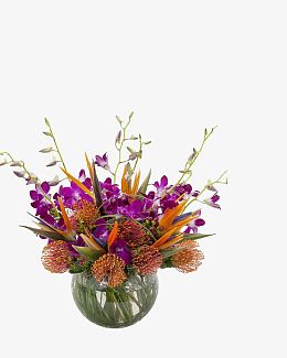 紫色兰花球形花插花花篮家居摆件