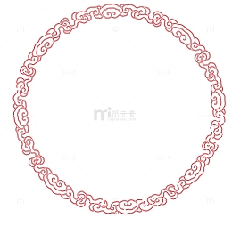 中国风红色圆形边框纹理