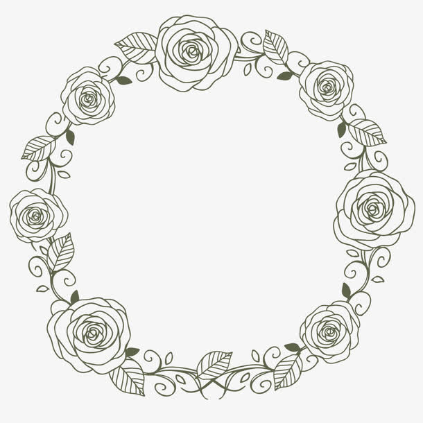 圆形黑色边框玫瑰装饰花边