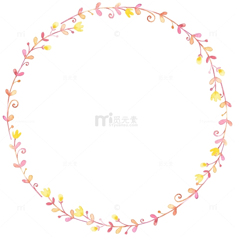 圆形粉色羽毛装饰花边边框