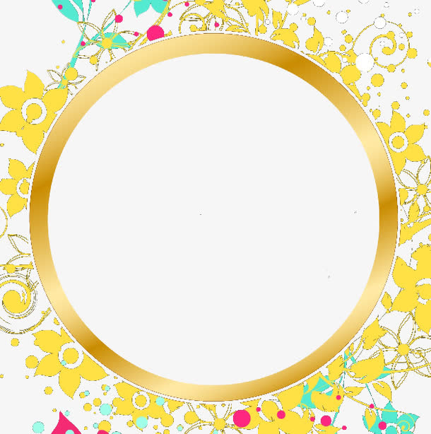 金黄色ppt圆形花边边框