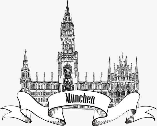 德国欧式建筑线稿