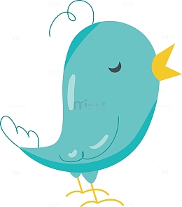 蓝色可爱卡通小鸟矢量素材