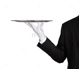 男服务员手中的托盘