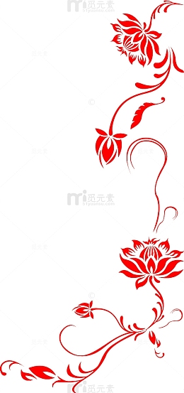 红色荷花剪纸边框