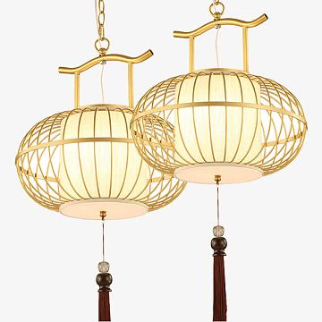 新中式吊灯古典鸟笼灯饰创意卧室(800x800)psdpng手绘中国风春节挂件