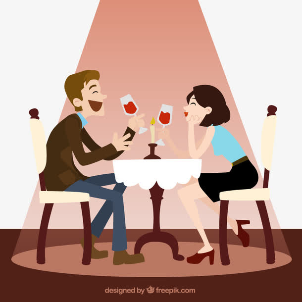 卡通约会男女设计矢量素材下载