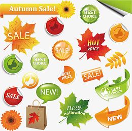 秋季促销标签矢量图