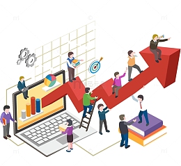 工作中的商务人士与箭头矢量素材