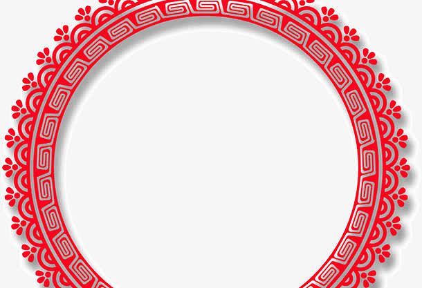 红色喜庆复古风花纹边框圆圈