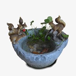 树脂流水喷泉动物鱼池缸客厅家居