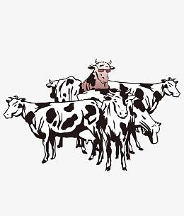 黑白奶牛卡通素材-黑白奶牛卡通png图片下载-觅元素