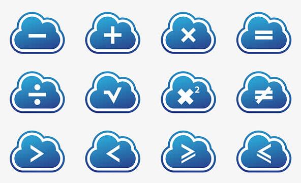 蓝色云朵数学符号图标设计