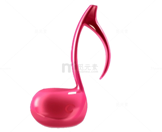 有质感的粉色3D音乐符号