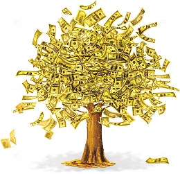 金色卡通摇钱树