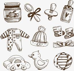 素描风格儿童元素