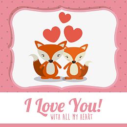 卡通动物love卡片设计