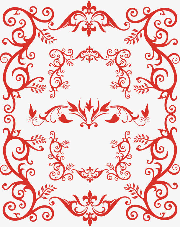 红色中式花边纹理