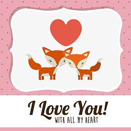 卡通动物love卡片设计