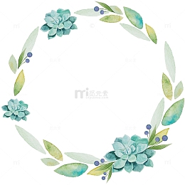 淡雅清新水彩花环