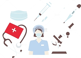 矢量护士温度计口罩