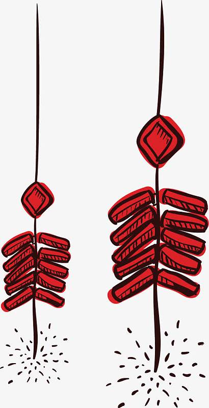 海报aijpg手绘的鞭炮png中国传统春节除夕海报素材背景jpg手绘新年