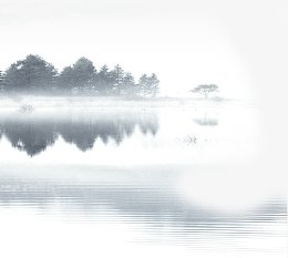 水墨画倒影