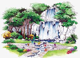 手绘山水画