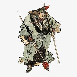 双枪董平手绘色彩画