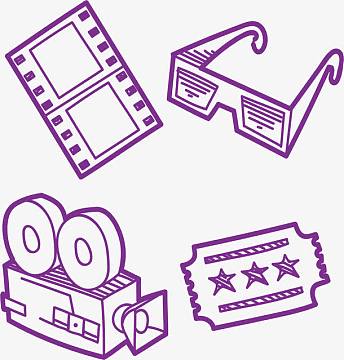 紫色手绘电影胶片