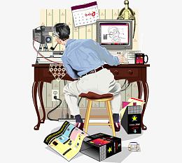 卡通手绘工作中的设计师
