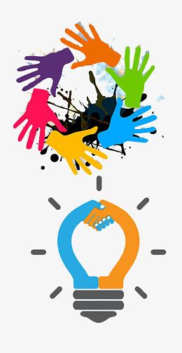 彩色手掌印和灯泡