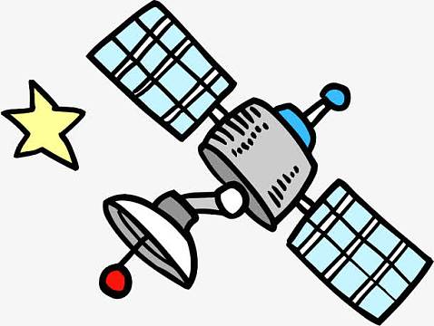 手绘卡通卫星矢量