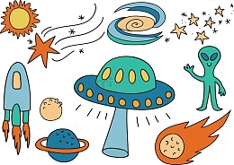 可爱手绘宇宙太空矢量图