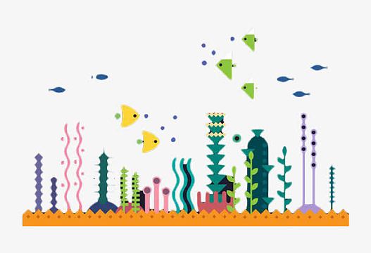 卡通海底世界鱼群