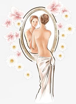 照镜子的女孩