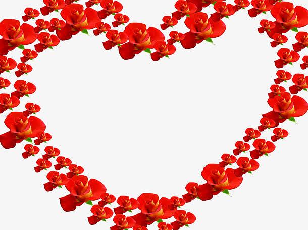 手绘红色爱心花朵造型