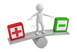 站在天平上的卡通小人