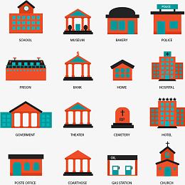 16款公共建筑图标矢量素材