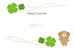四叶草和小狗可爱边框