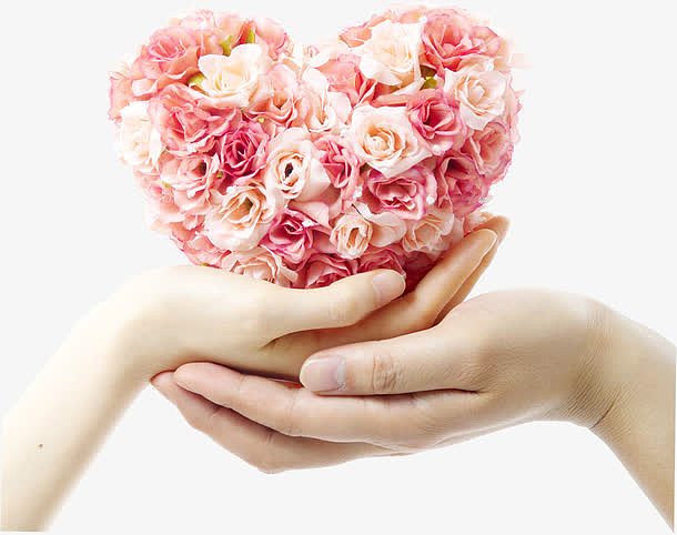 粉色玫瑰花环爱心手势母亲节
