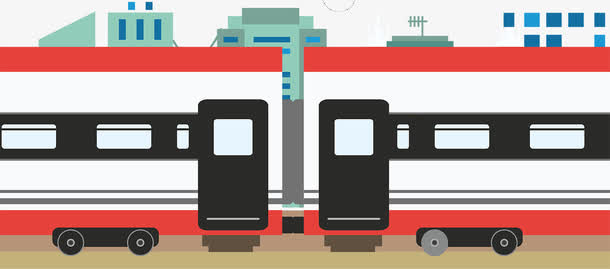 红色可爱地铁列车矢量图