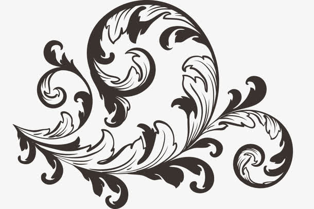 矢量欧式复古花纹仿古纹路黑色