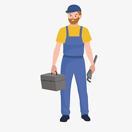 卡通人物维修施工人员