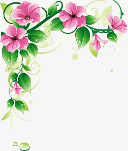 粉色唯美手绘卡通花朵花藤