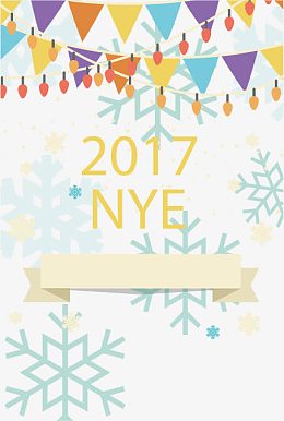 矢量彩色吊旗雪花新年海报